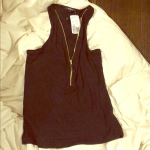 black gold zipper tank top
